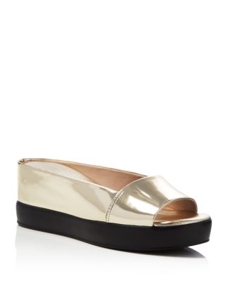 FRENCH CONNECTION Pepper Metallic Platform Wedge Slides