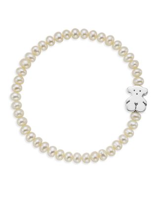 TOUS Cultured Freshwater Pearl Bear Charm Bracelet