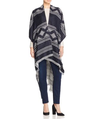 Tory Burch Geometric Silk Jacquard Poncho