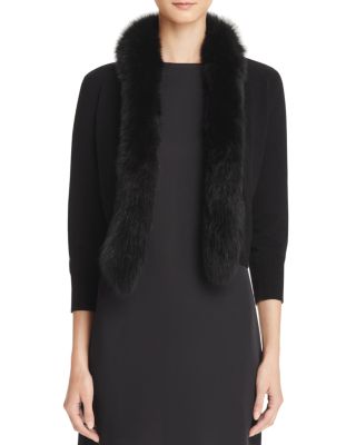 C by Bloomingdale's Fur Trim Cashmere Cardigan