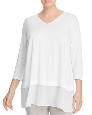 Eileen Fisher Plus Silk V-Neck Top