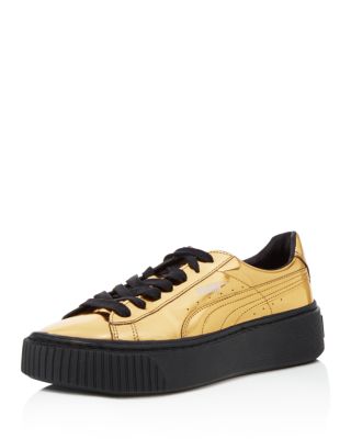 PUMA Women's Basket Metallic Platform Lace Up Sneakers