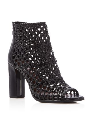 Donald J Pliner Kasper Patent Woven Peep Toe Booties