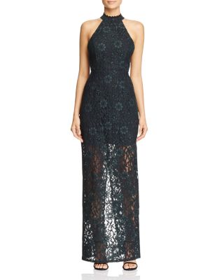 ABS by Allen Schwartz Mock Neck Lace Gown