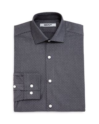 DKNY Boys' Dobby Neat Dress Shirt - Sizes 8-18