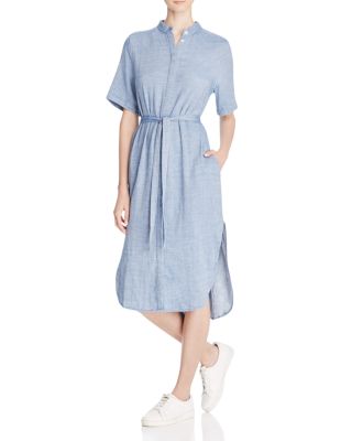 Birds of Paradis Denim Midi Shirt Dress