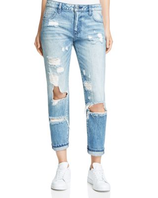 HIDDEN Classic Destroyed Boyfriend Jeans in Medium Blue