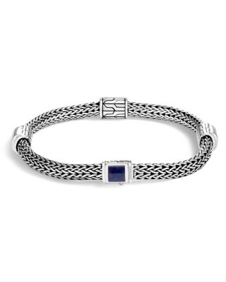 John Hardy Sterling Silver Classic Chain Extra Small Four Station Bracelet with Lapis Lazuli