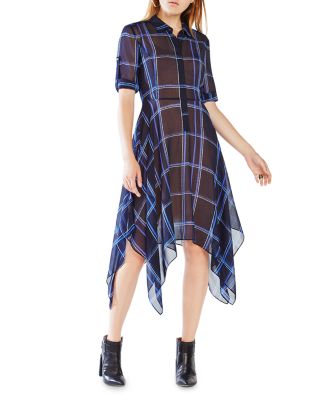 BCBGMAXAZRIA Beatryce Plaid Silk Dress