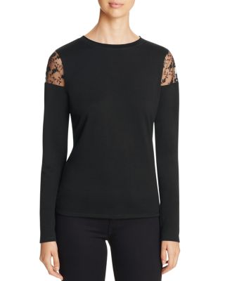 Elie Tahari Alice Lace Shoulder Sweater