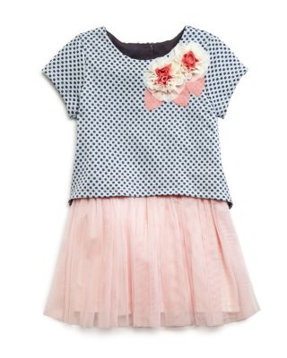 Pippa & Julie Girls' Polka Dot Popover Tutu Dress - Sizes 2-6X