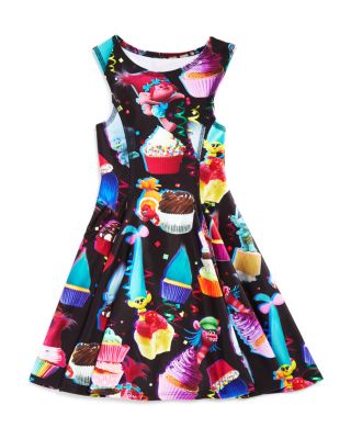 Terez Girls' Trolls Cupcake Print Flared Dress - Sizes 4-6X