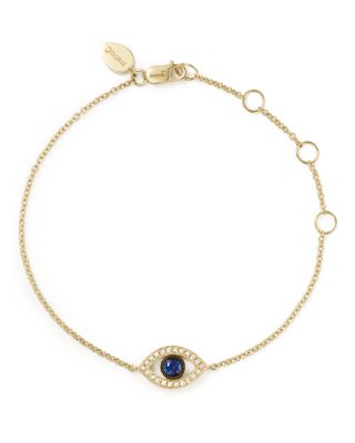 Meira T 14K Yellow Gold Sapphire and Diamond Evil Eye Bracelet