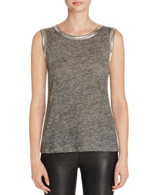 Generation Love Lou Herringbone-Beaded Linen Tank