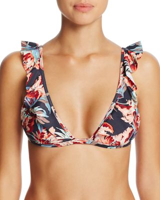 Tori Praver Adriana Floral Ruffled Bralette Bikini Top