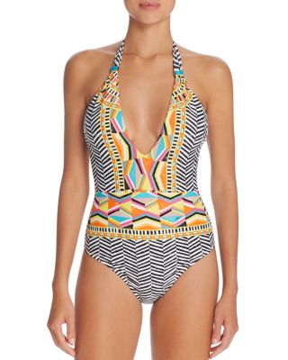 Trina Turk Brasilia Plunging V-Neck One Piece Swimsuit