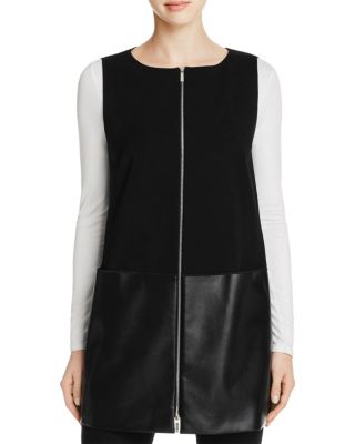 Lafayette 148 New York Zip Front Mixed Media Vest