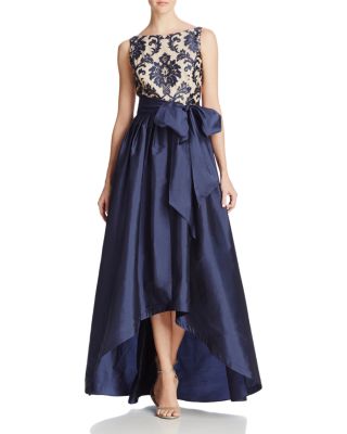 Adrianna Papell Petites High/Low Taffeta Gown