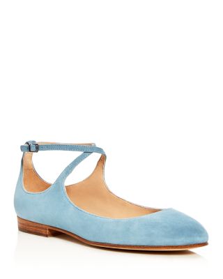 Via Spiga Yovela Suede Crisscross Ankle Strap Flats