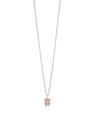 TOUS Mini Pink Quartz Bear Necklace, 18