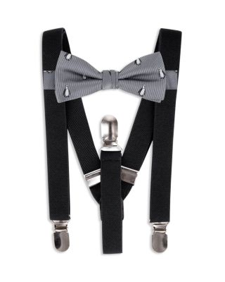 Bloomingdale's Boys Silk Twill Penguin Bow Tie and Suspender Set