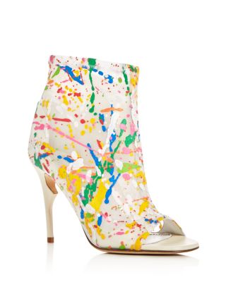 Jerome C. Rousseau Clothilde Paint Splatter Open Toe High Heel Booties