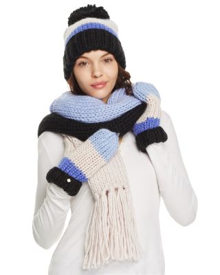 kate spade new york Hand Knit Color Block Mittens, Muffler Scarf & Beret