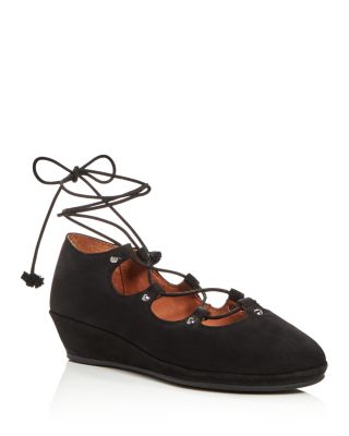 Gentle Souls Nita Nubuck Lace Up Demi Wedge Pumps