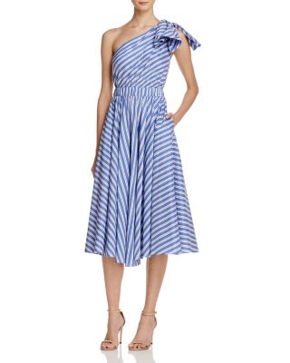 MILLY Anna One-Shoulder Stripe Dress