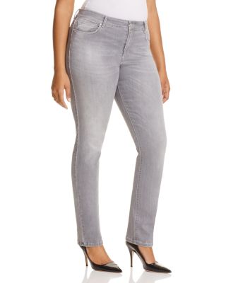 Marina Rinaldi Idrofono Distressed Slim Jeans in Light Grey