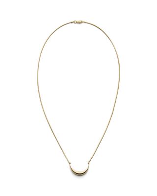 Shinola 14K Yellow Gold Small Crescent Dome Pendant Necklace, 18