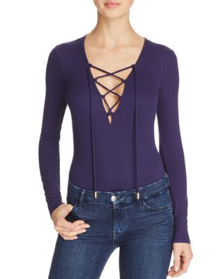 GUESS Rib Lola Lace-Up Bodysuit