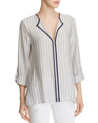 B Collection by Bobeau Cristy Pleat Back Stripe Blouse