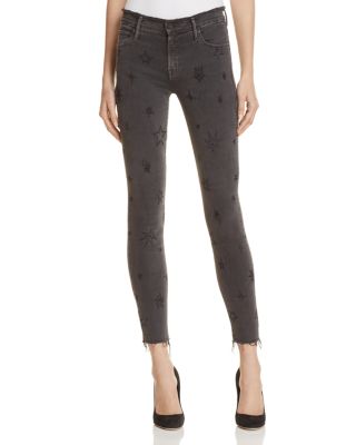 MOTHER The Double Fray Charmer Jeans with Allover Embroidery