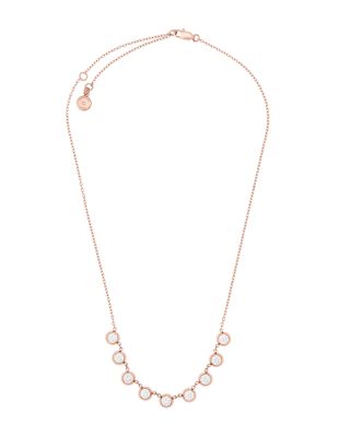 Michael Kors Embellished Strand Necklace, 16 In White/rose