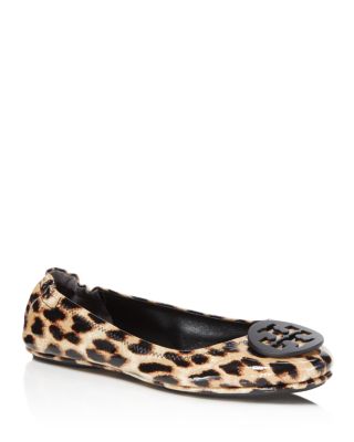 Tory Burch 'minnie' Travel Ballet Flat In Natural Leopard