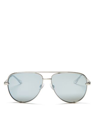 Quay X Desi Perkins High Key 62mm Aviator Sunglasses - Silver/ Silver In Silver/silver Mirror