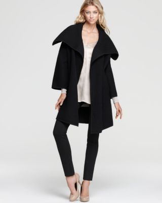 Vince Boiled Wool Sweater Coat, Mixed Media V Neck Top & more