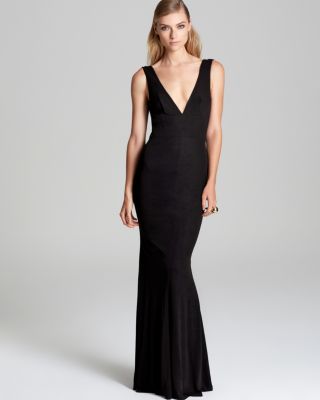 ABS by Allen Schwartz V Neck V Back Gown - Sleeveless