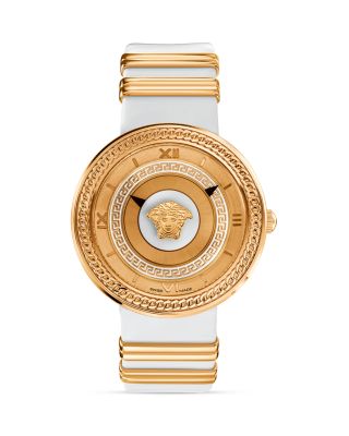 Versace V-Metal Ion-Plated Rose Gold & White Dial Watch, 40mm