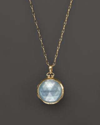 Monica Rich Kosann Monica Rich Kosann 18K Yellow Gold Dual Side Stone Blue Topaz Doublet Locket Necklace, 30