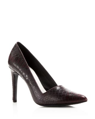 Alice and Olivia Dina Snake-Embossed Pointed Pumps