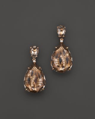 VIANNA BRASIL 18K Rose Gold Earrings with Murion Quartz and Diamond Accents