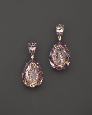 VIANNA BRASIL 18K Yellow Gold Earrings with Pink Amethyst and Diamond Accents