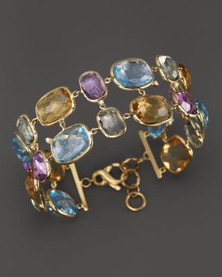 VIANNA BRASIL 18K Yellow Gold Bracelet with Amethyst, Blue Topaz, Citrine, Prasiolite and Diamond Accents