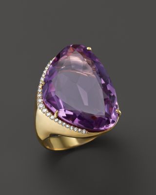 VIANNA BRASIL 18K Yellow Gold Ring with Amethyst and Diamond Accents