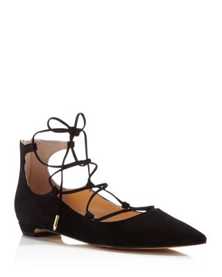 pointed toe lace up flats