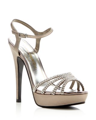 Caparros Belle Metallic Rhinestone Platform High Heel Sandals