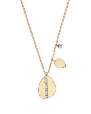 Meira T 14K Yellow Gold Pear Nugget Necklace with Diamonds, 16