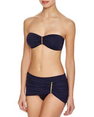 MICHAEL Michael Kors Logo Bar Bandeau Bikini Top & Logo Bar Skirted Bikini Bottom